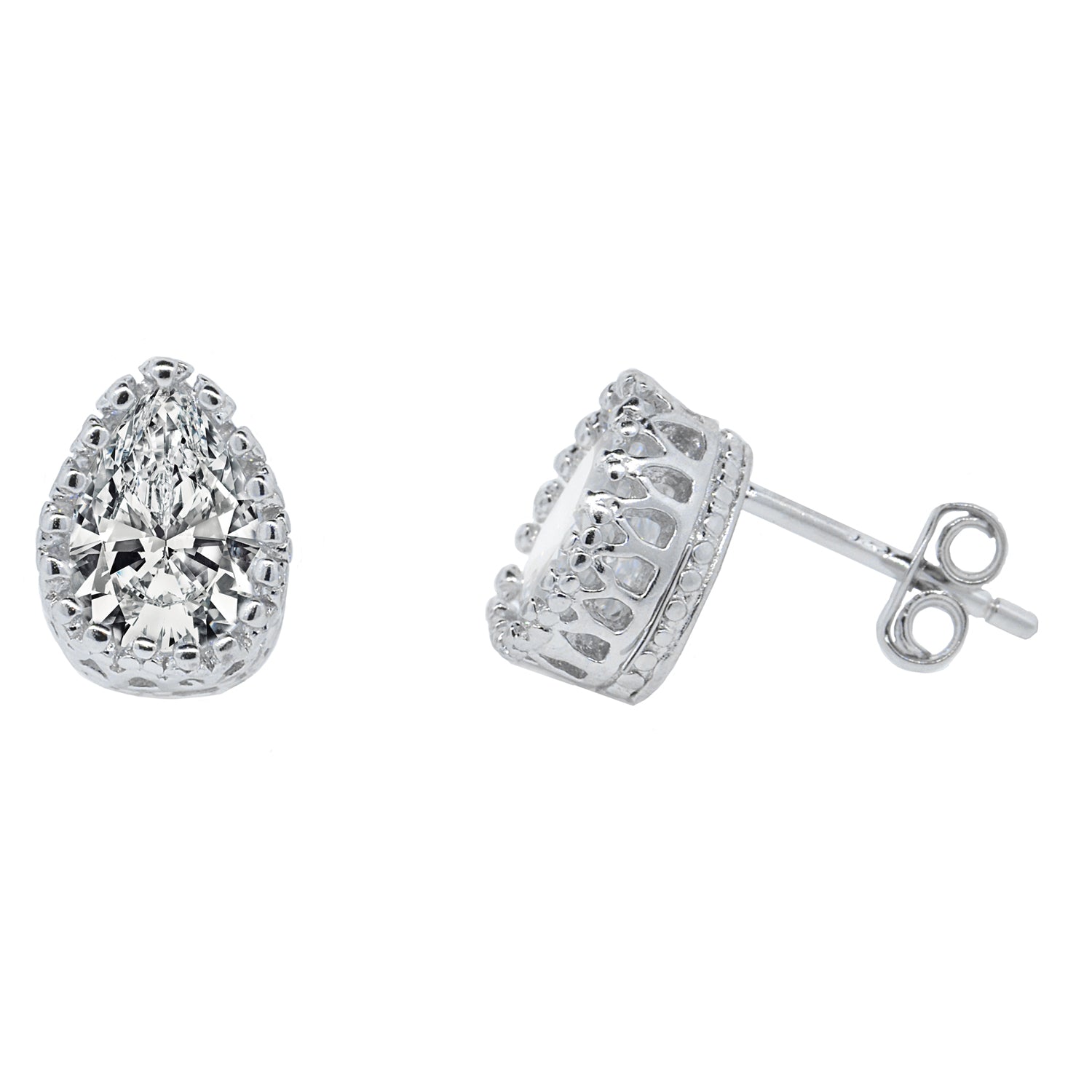 Zola 18k White Gold Plated Sterling Silver Tear drop Stud Earrings with Simulated Diamond Crystals — Final Sale