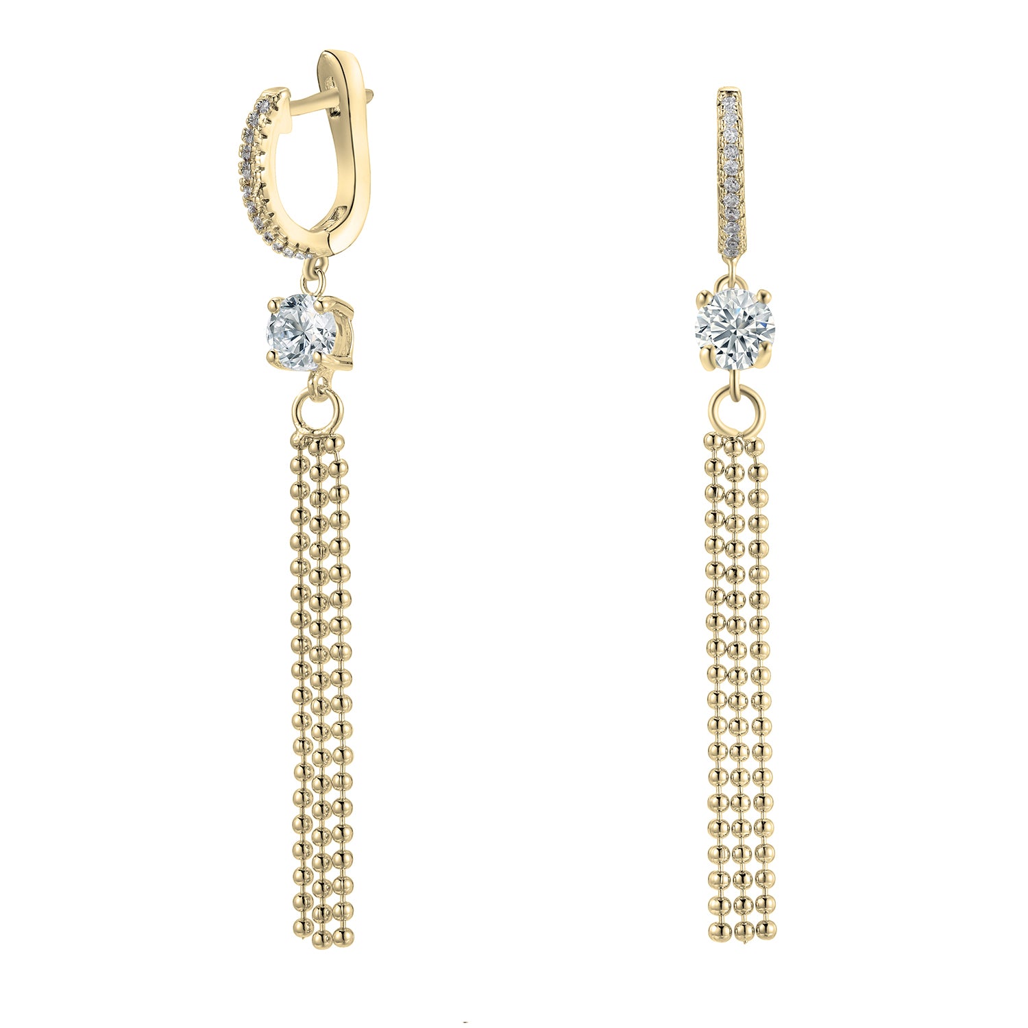 Raya 18k White Gold Plated Silver Hoop Dangle Earrings with Simulated Diamond Crystals — Final Sale