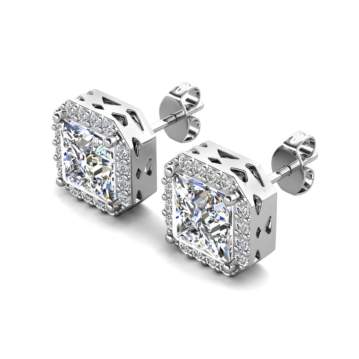 Estelle 18k White Gold Plated Halo Stud Earrings with Simulated Diamond Crystals   — Fab Fav Sale