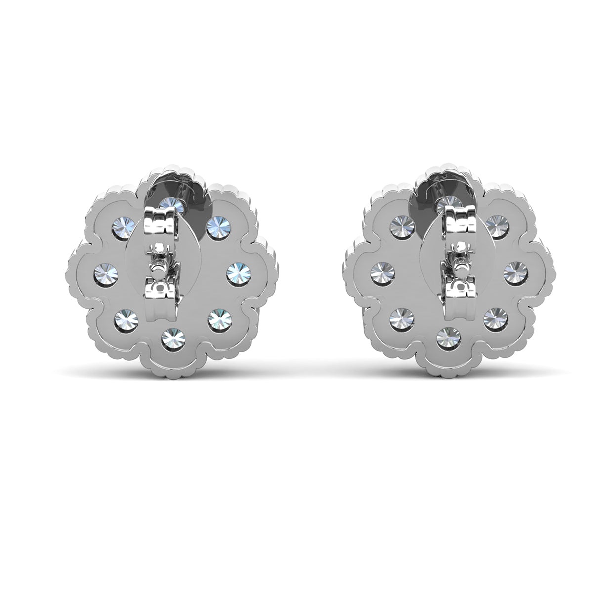 Alyssa 18k White Gold Plated Flower Stud Earrings with Simulated Diamond Crystals