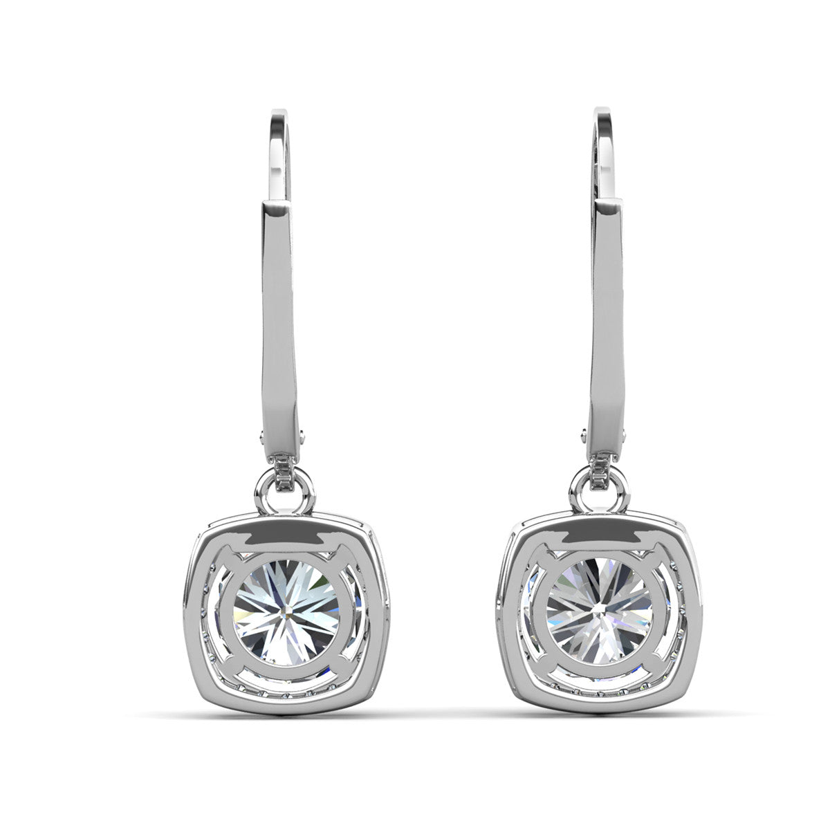 Freya 18k White Gold Plated Halo Drop Earrings with Simulated Diamond Crystals  — Fab Fav Sale
