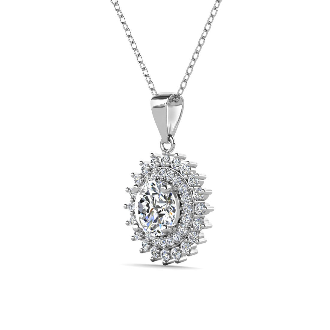 Cordelia 18k White Gold Plated Silver Pendant Necklace with Simulated Diamond Crystals — Fab Fav Sale