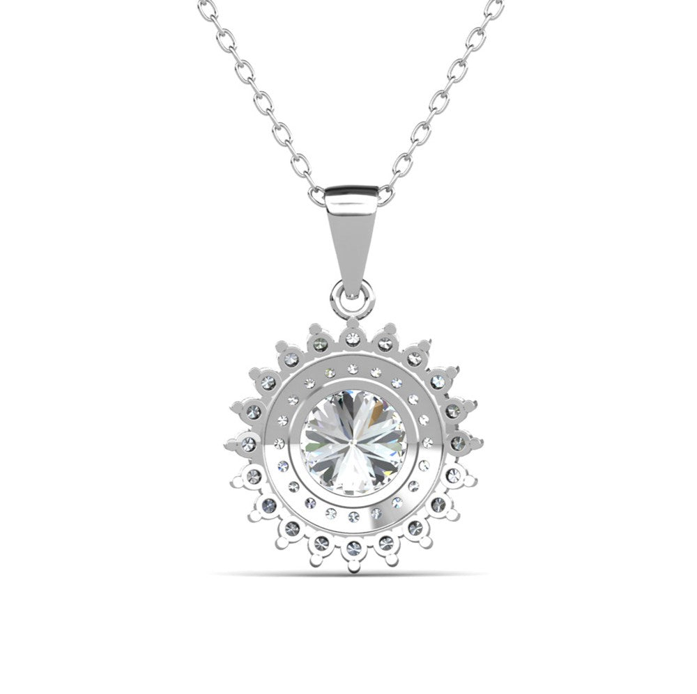 Cordelia 18k White Gold Plated Silver Pendant Necklace with Simulated Diamond Crystals — Fab Fav Sale