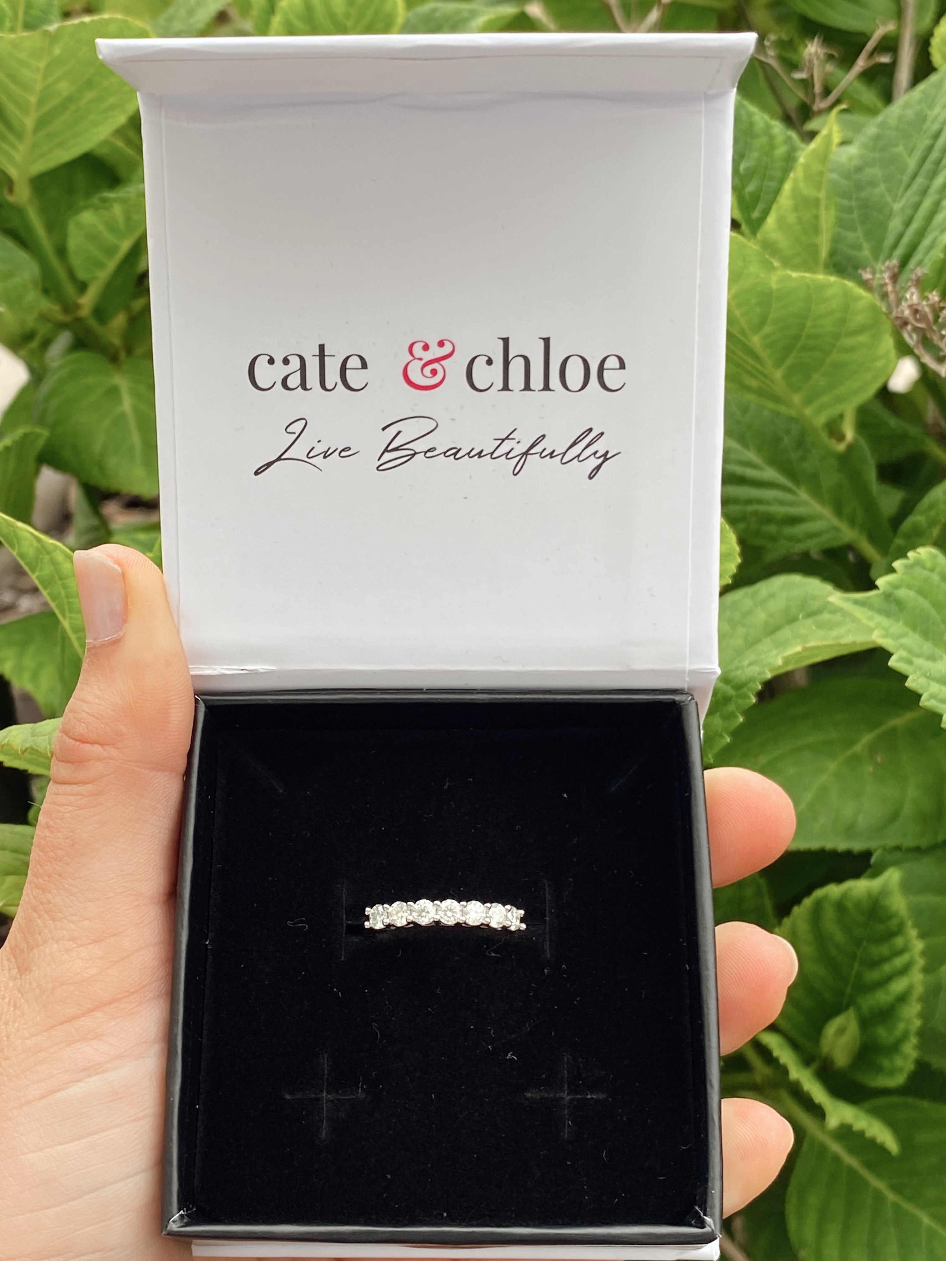 Moissanite by Cate & Chloe Josephine 0.77tcw Round Cut 925 Sterling Silver 18k White Gold Plated Wedding Band