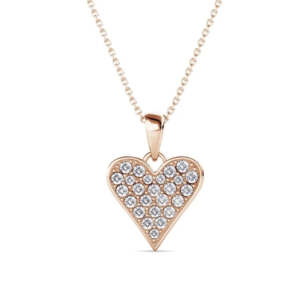 Cecilia 18k White Gold Plated Heart Pendant Necklace with Swarovski Crystals