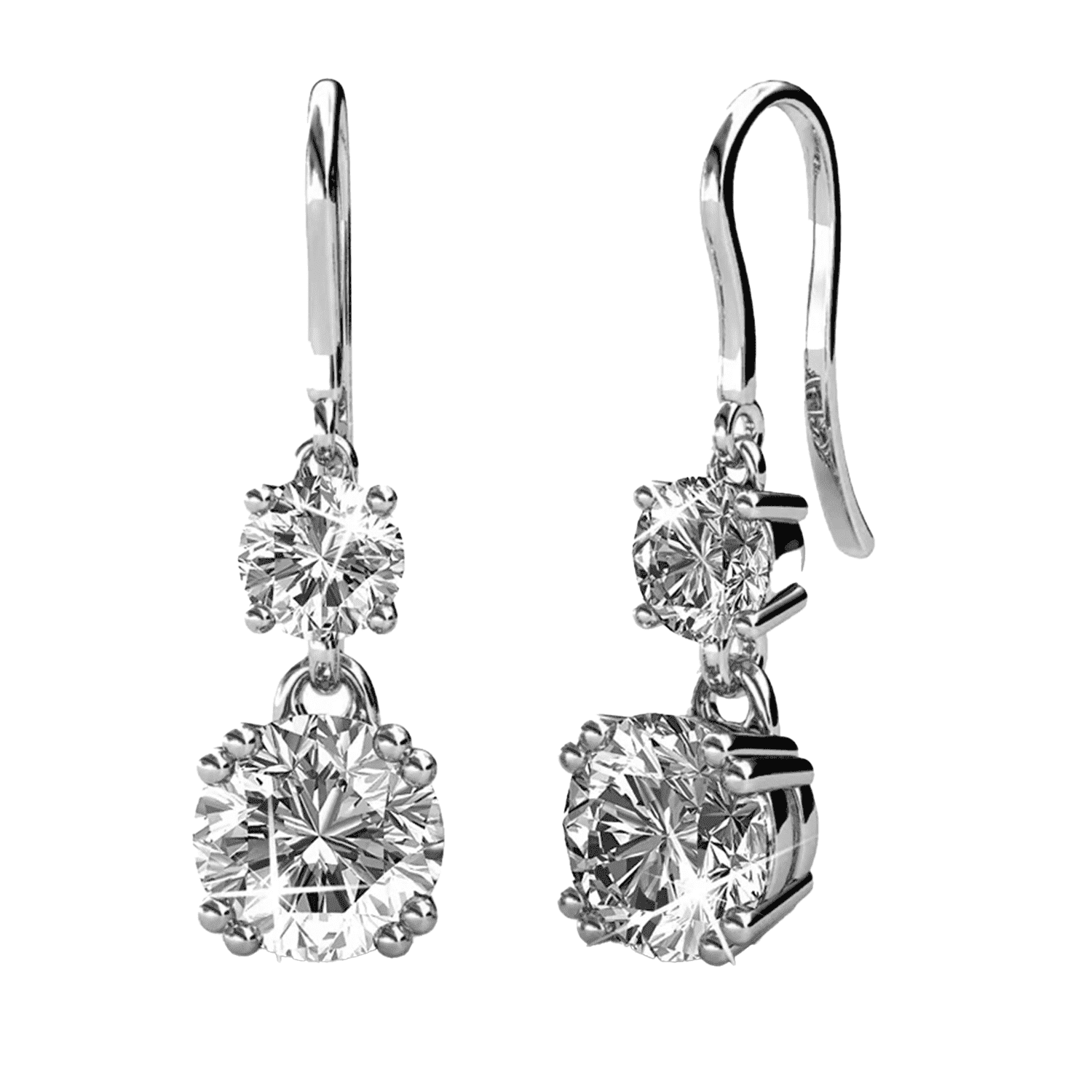 McKenzie, Kadence, Betty 18k White Gold Plated Drop Earrings for Women (3 Pair Set)