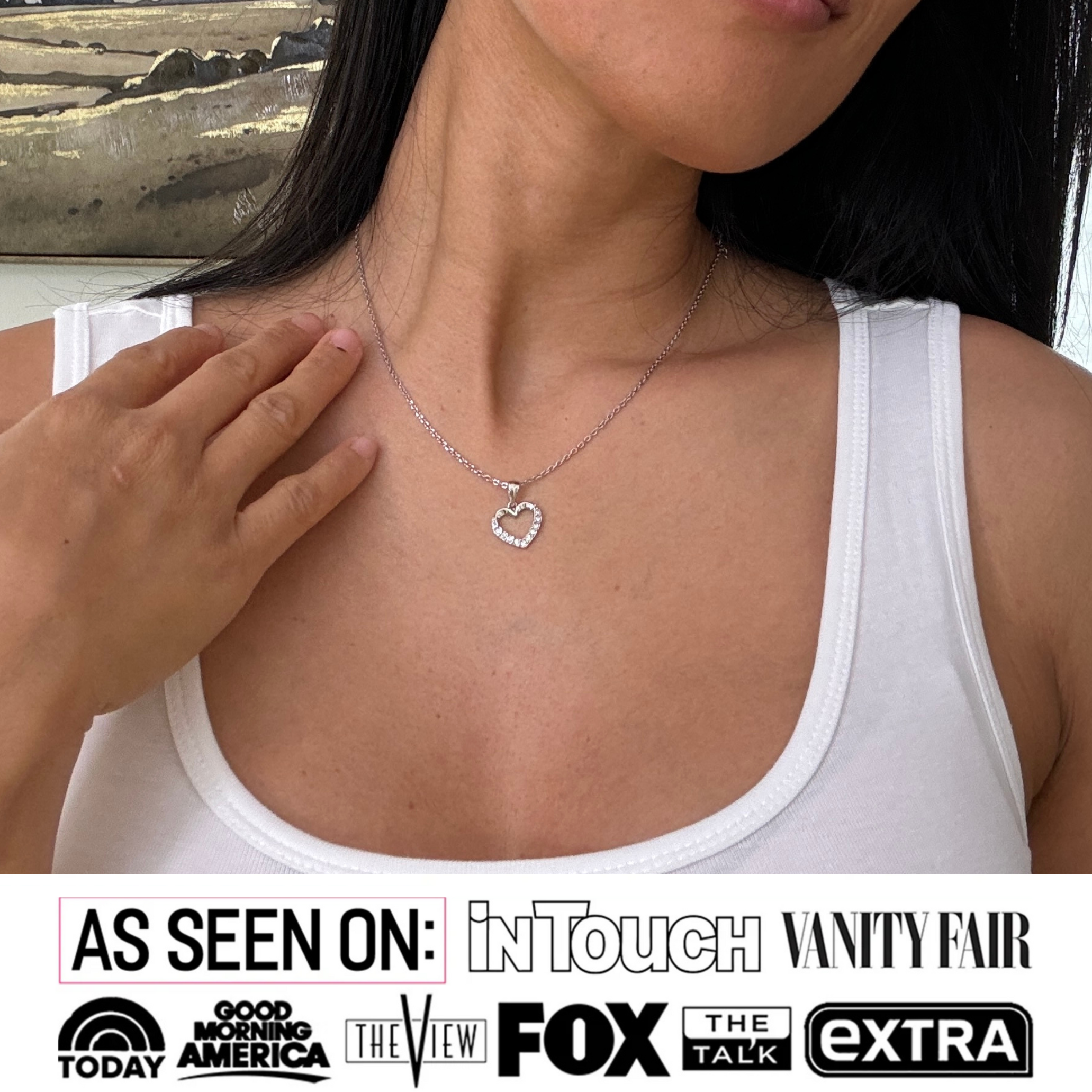 Chelsea 18k White Gold Plated Silver Heart Necklace with Swarovski Crystals