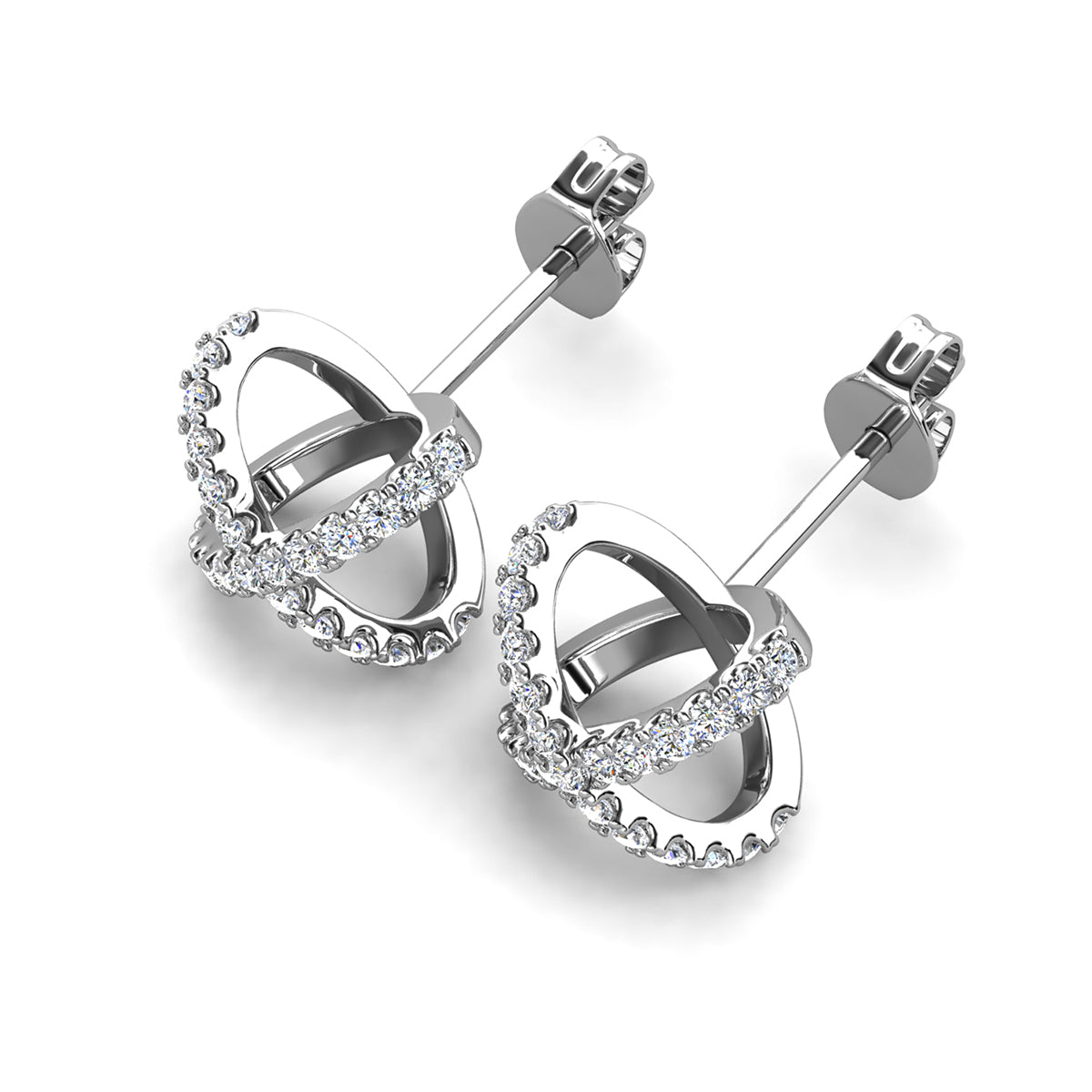 Paige 18k White Gold Plated X-Ring Stud Earrings with Simulated Diamond Crystals