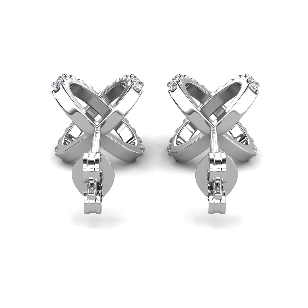 Paige 18k White Gold Plated X-Ring Stud Earrings with Simulated Diamond Crystals
