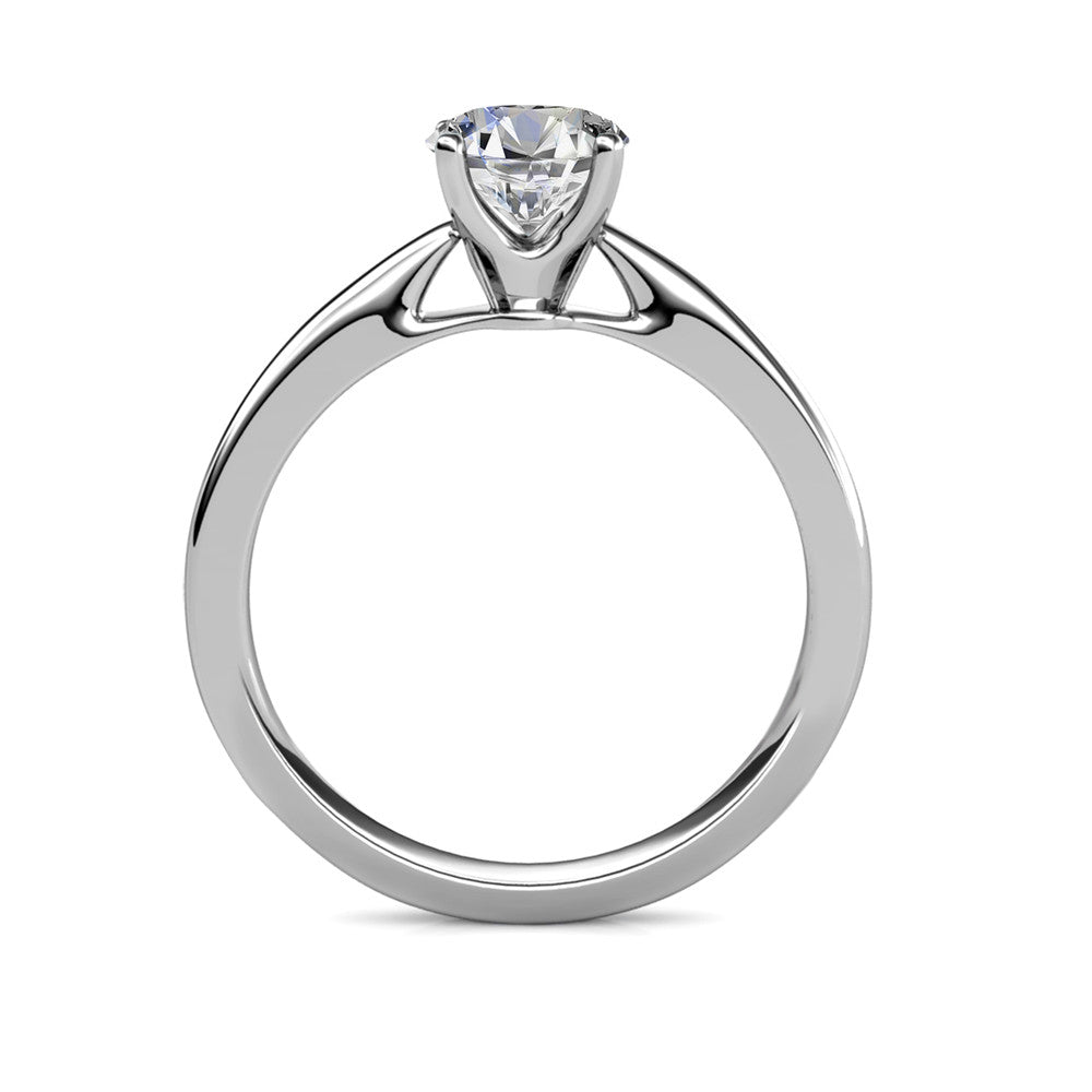 Moissanite by Cate & Chloe Abigail 1.0tcw Round Cut 925 Sterling Silver 18k White Gold Plated Engagement Ring