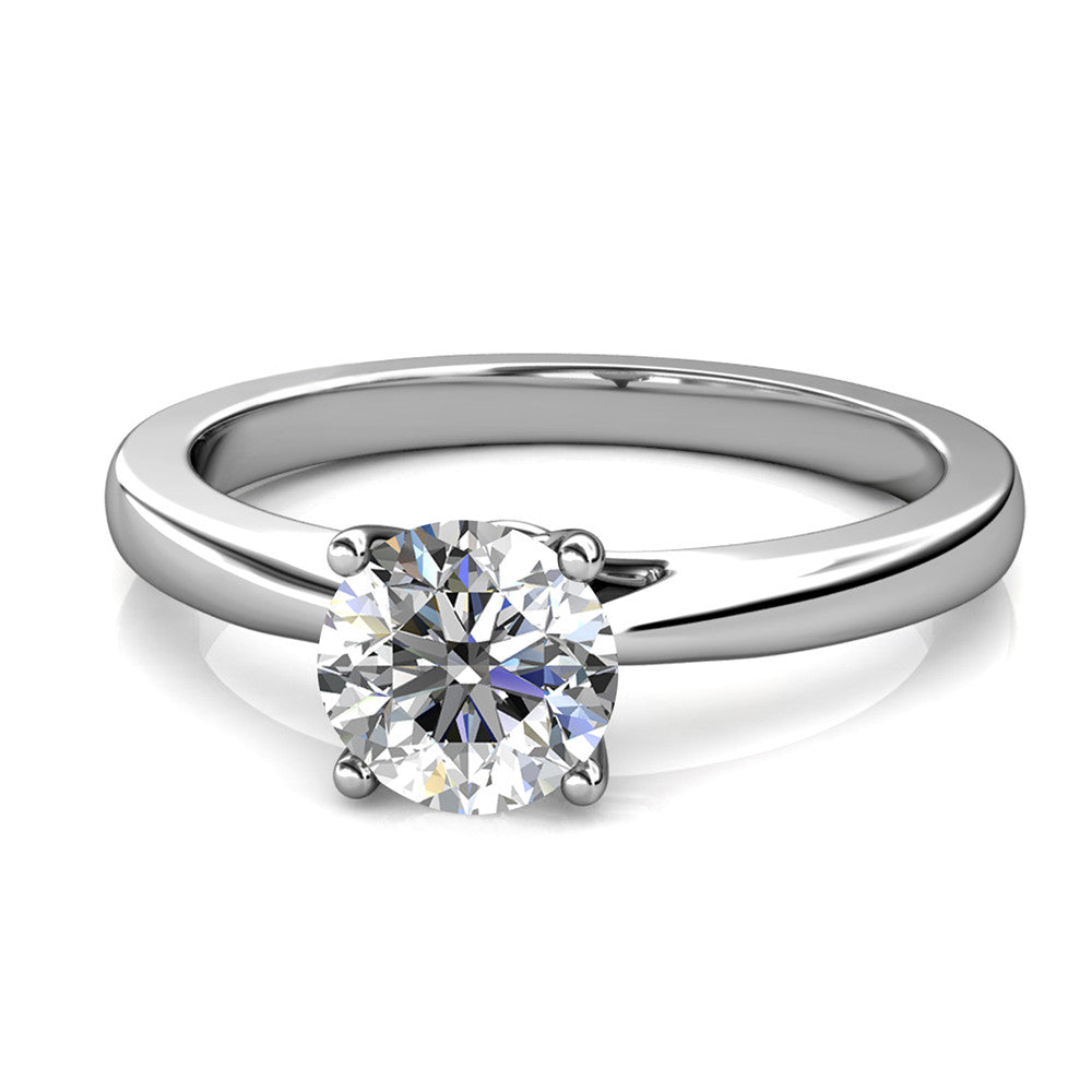Moissanite by Cate & Chloe Abigail 1.0tcw Round Cut 925 Sterling Silver 18k White Gold Plated Engagement Ring