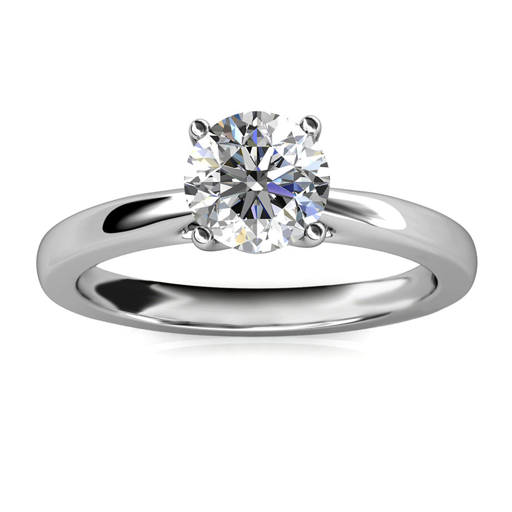 Moissanite by Cate & Chloe Abigail 1.0tcw Round Cut 925 Sterling Silver 18k White Gold Plated Engagement Ring