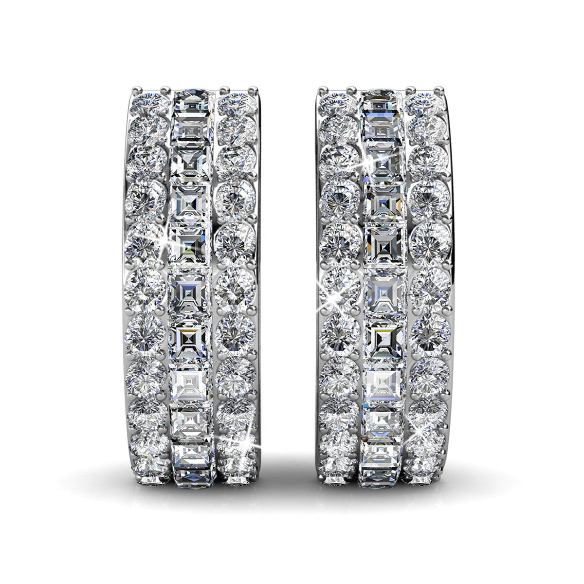 Wrenley 18k White Gold Plated 16mm Hoop Earrings with Swarovski Crystals