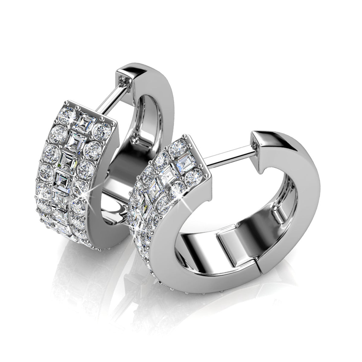 Wrenley 18k White Gold Plated 16mm Hoop Earrings with Swarovski Crystals