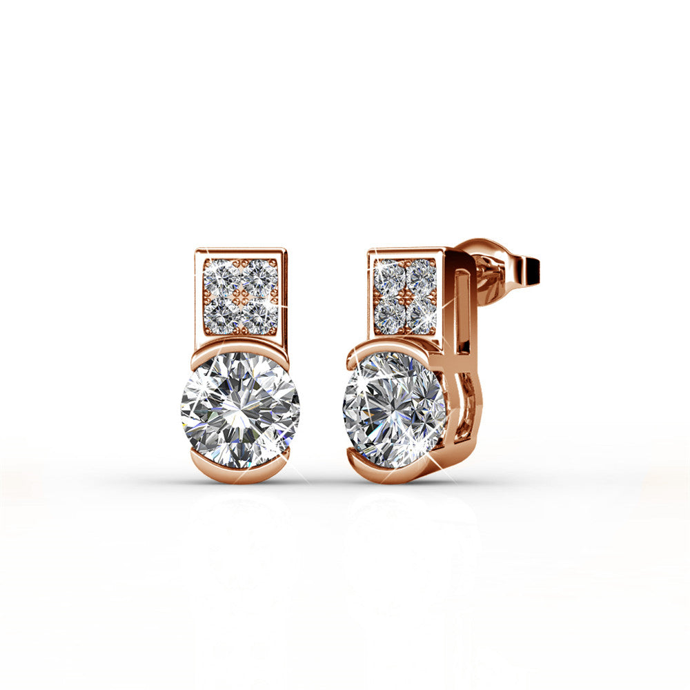 Laya 18k White Gold Plated Stud Earrings with Swarovski Crystals — Final Sale