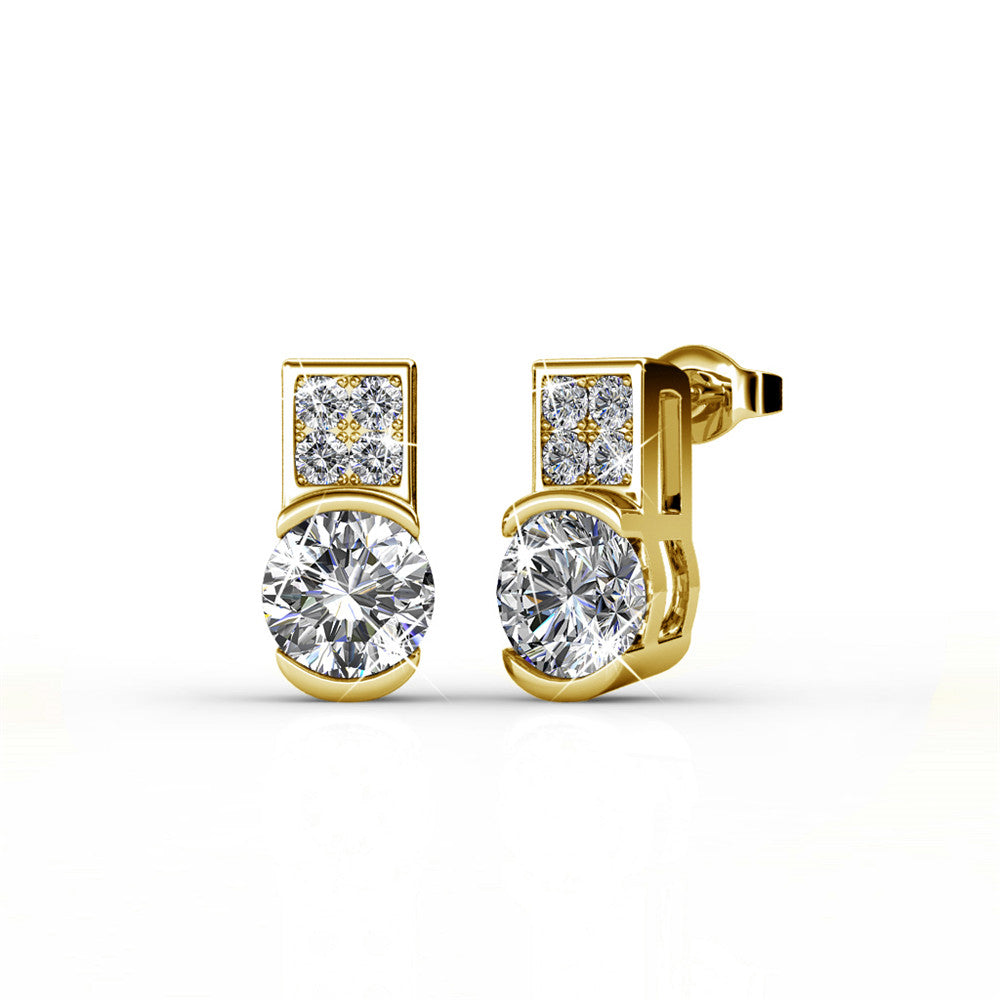 Laya 18k White Gold Plated Stud Earrings with Swarovski Crystals — Final Sale