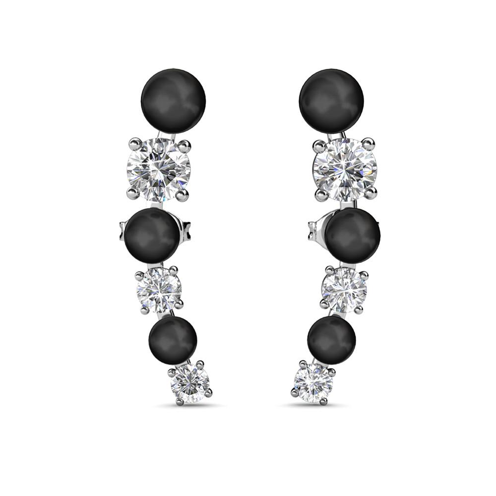 Juniper 18k White Gold Wrap Earrings White Beads with Swarovski Crystals — Final Sale