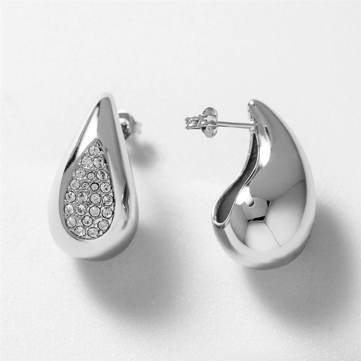 Sally 18k White Gold Plated Tear drop Stud Earrings with Swarovski Crystals