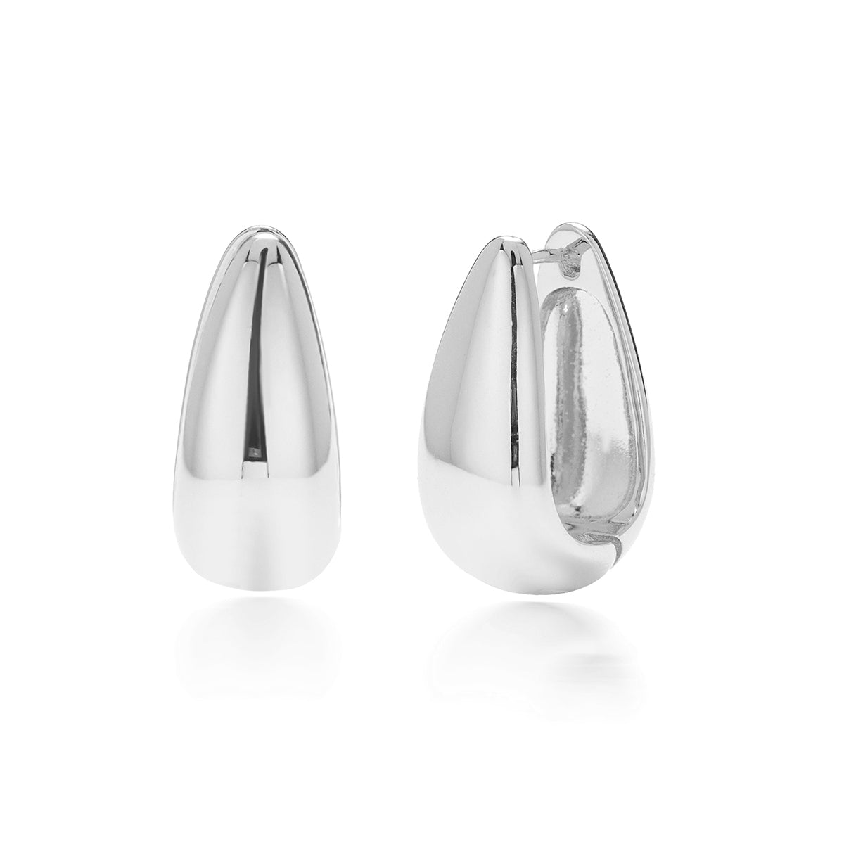 Salma 18k White Gold Plated 15mm Chunky U-Shaped Hoop Earrings