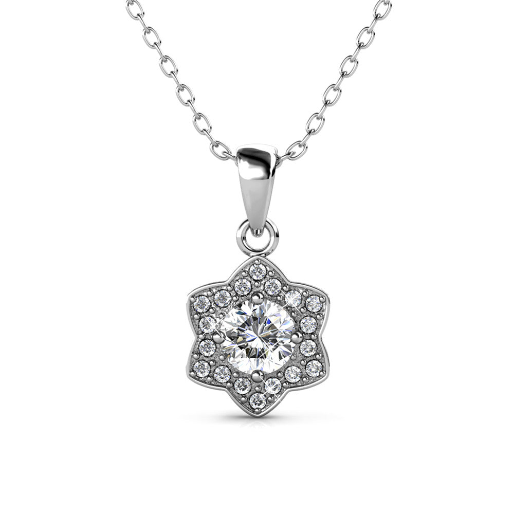 Poppy 18k White Gold Plated Necklace with Simulated Diamond Crystals