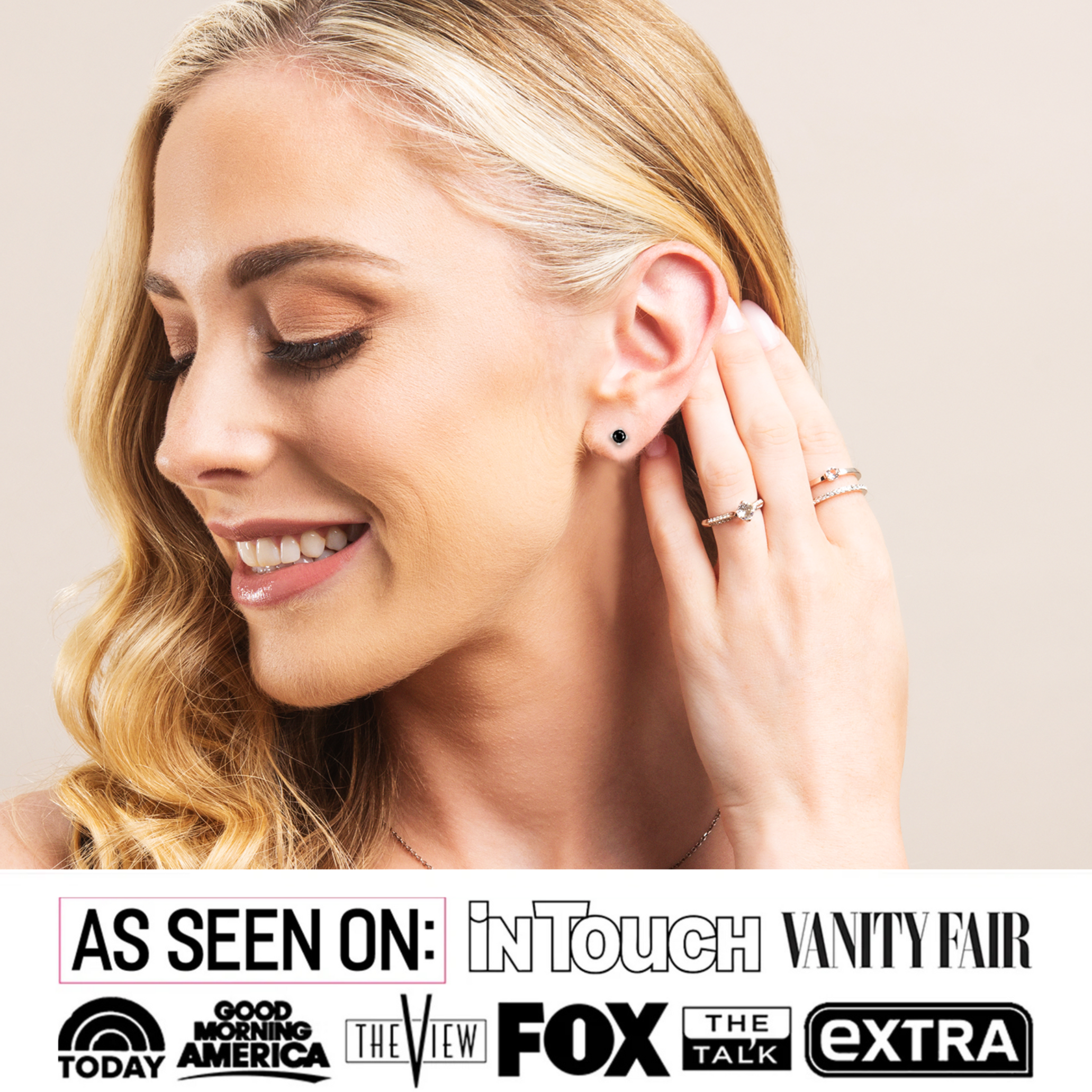 Dina 18k White Gold Plated Stud Earrings with Black Gemstone