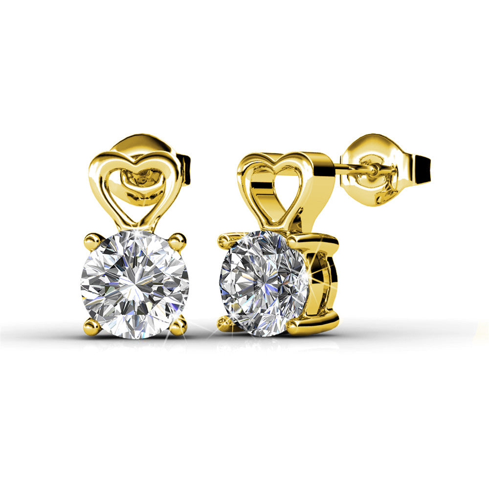 Marian 18k White Gold Heart Earrings with Round Cut Swarovski Crystal
