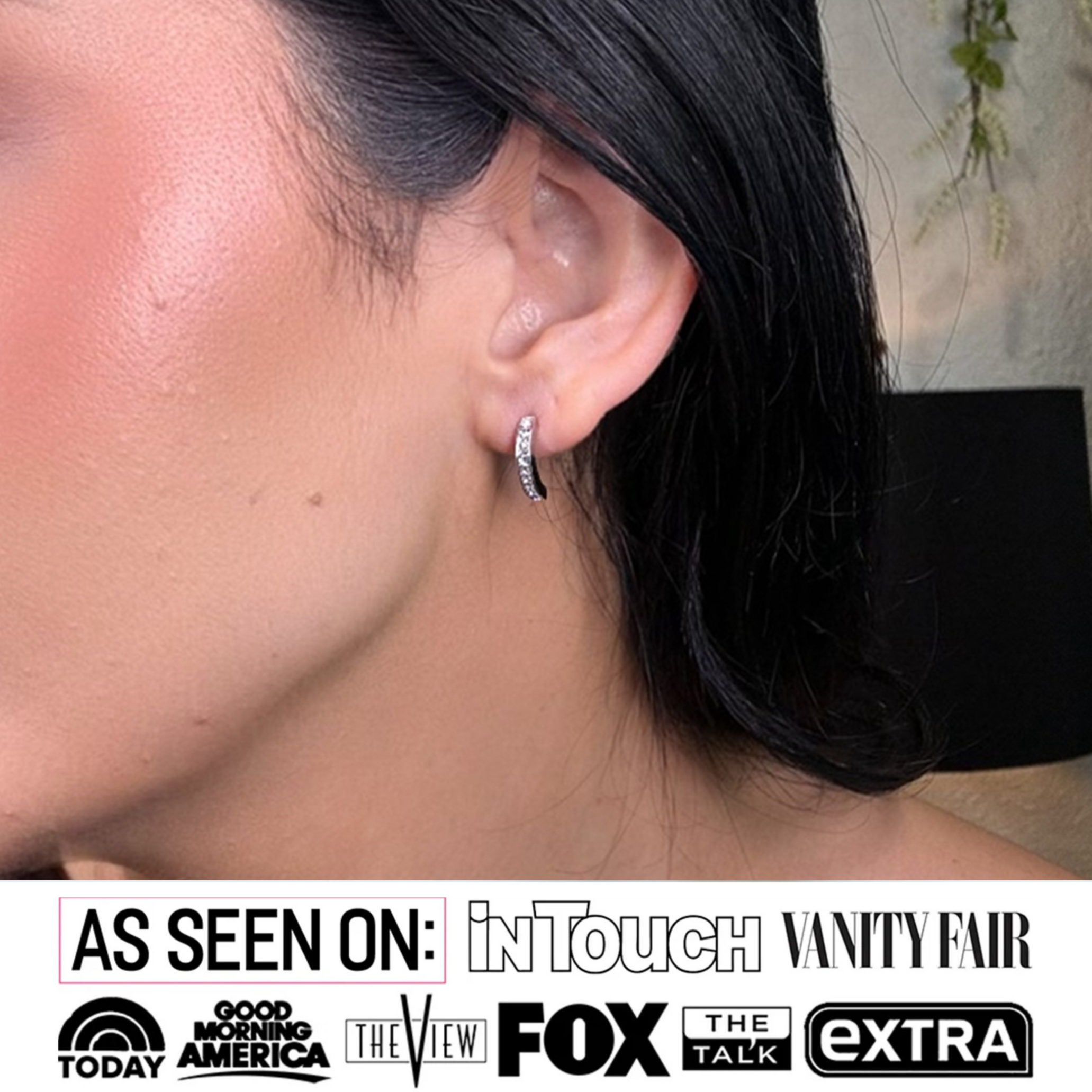 Erin 18k White Gold Plated Half Hoop Earrings with Swarovski Crystals