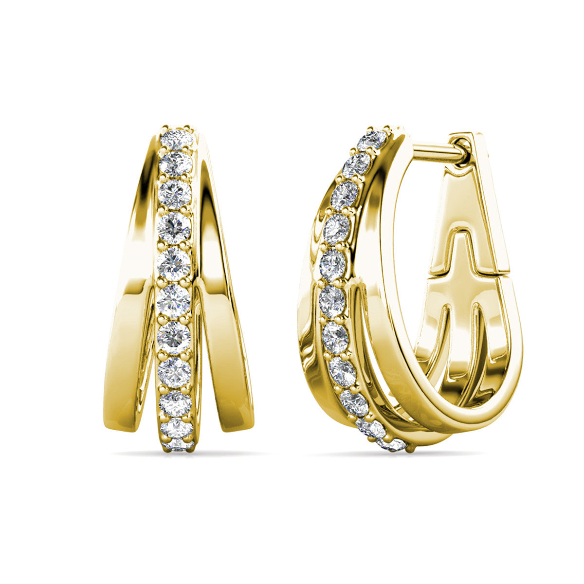 Bella 18k White Gold Plated 17mm Hoop Earrings with Swarovski Crystals