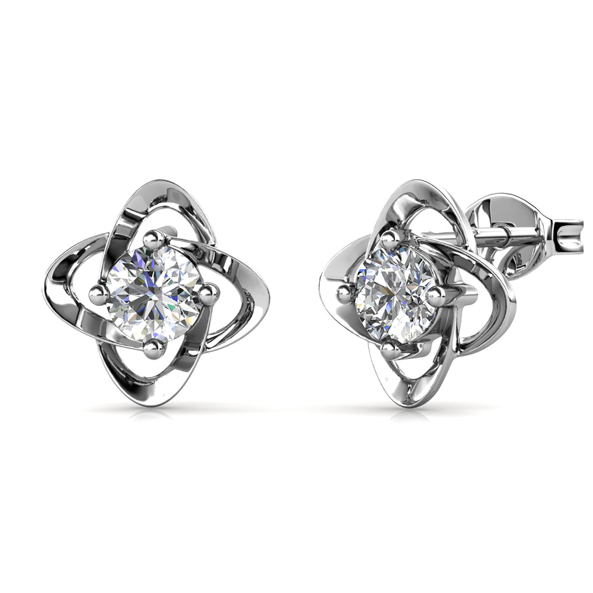 Infinity April Birthstone Diamond Earrings 18k White Gold Plated Silver Birthstone Earrings with Swarovski Crystal