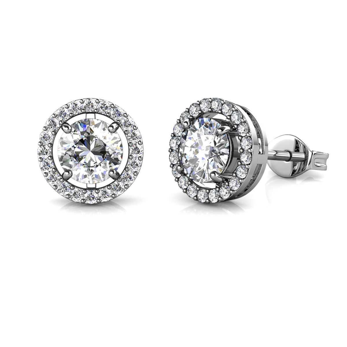 Moissanite by Cate & Chloe Kailani 18k Gold Plated 925 Sterling Silver Stud Earrings 1.18tcw