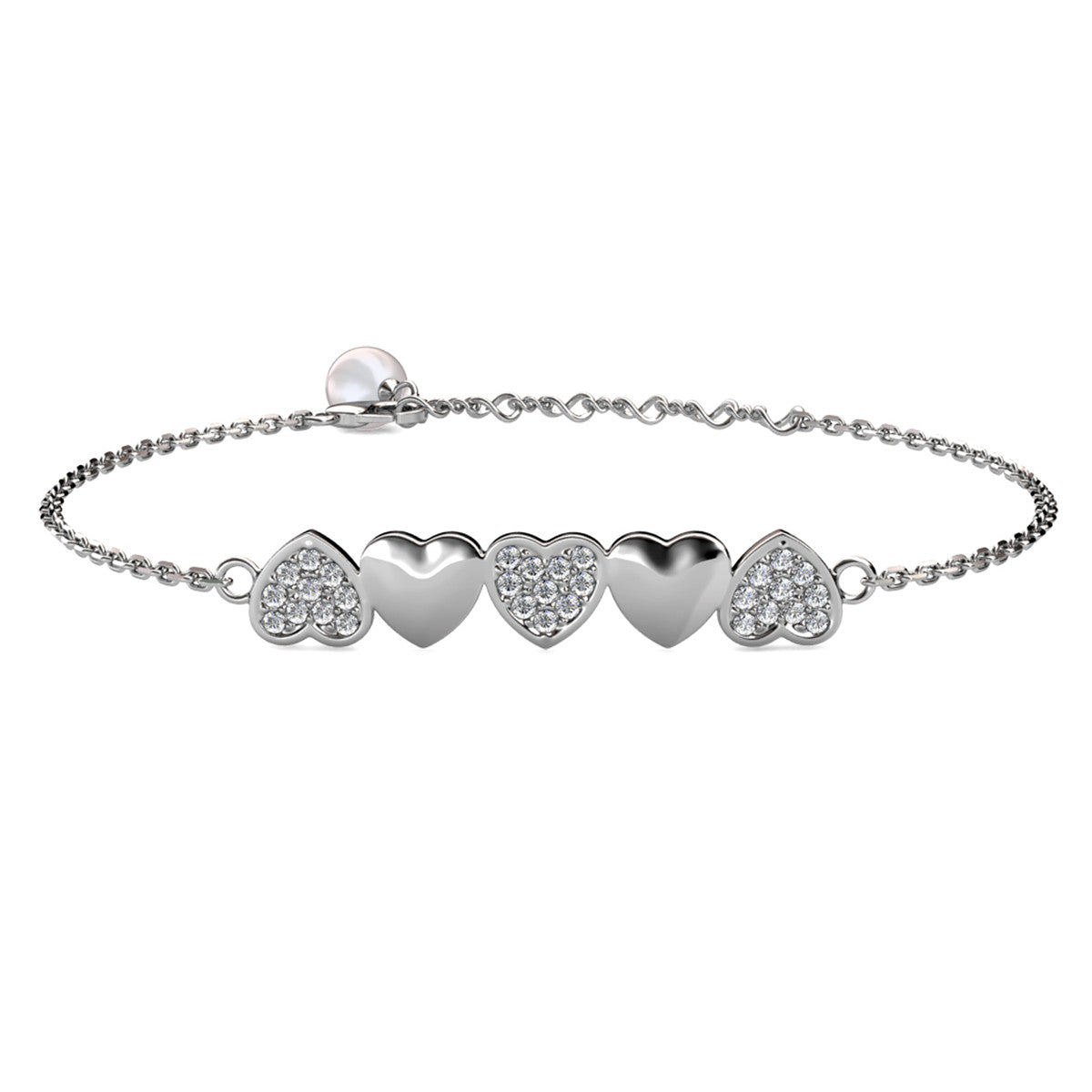 Juliette 18k White Gold Plated Heart Bracelet with Swarovski Crystals