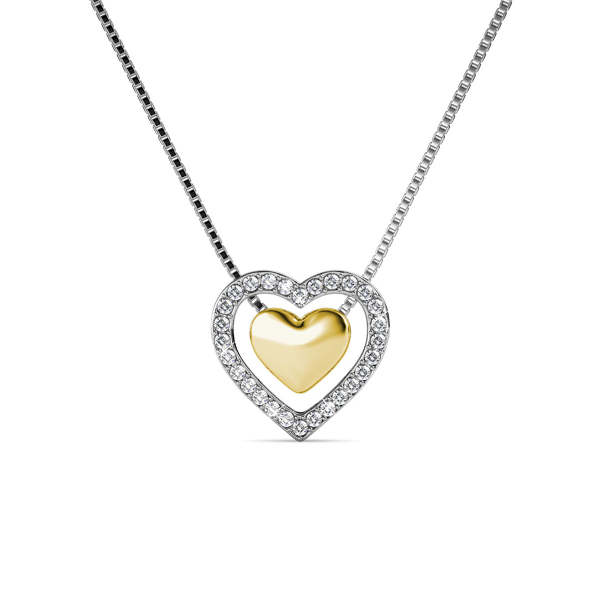 Susan 18k White Gold Plated Halo Heart Necklace with Swarovski Crystals