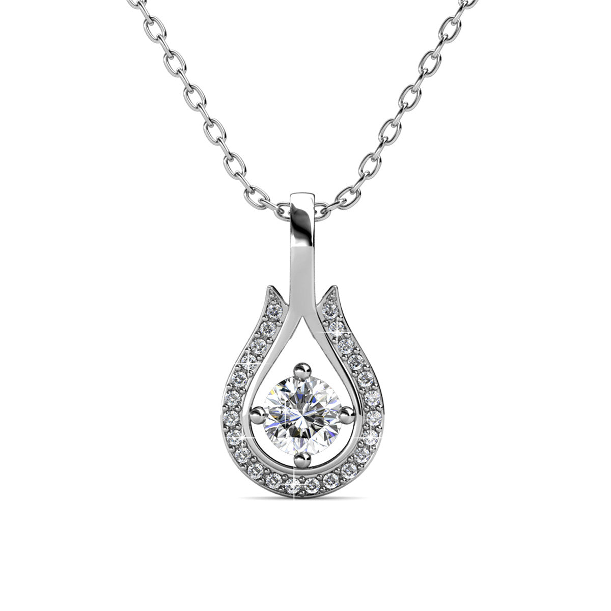 Bernadette 18k White Gold Plated Tear drop Necklace with Swarovski Crystals