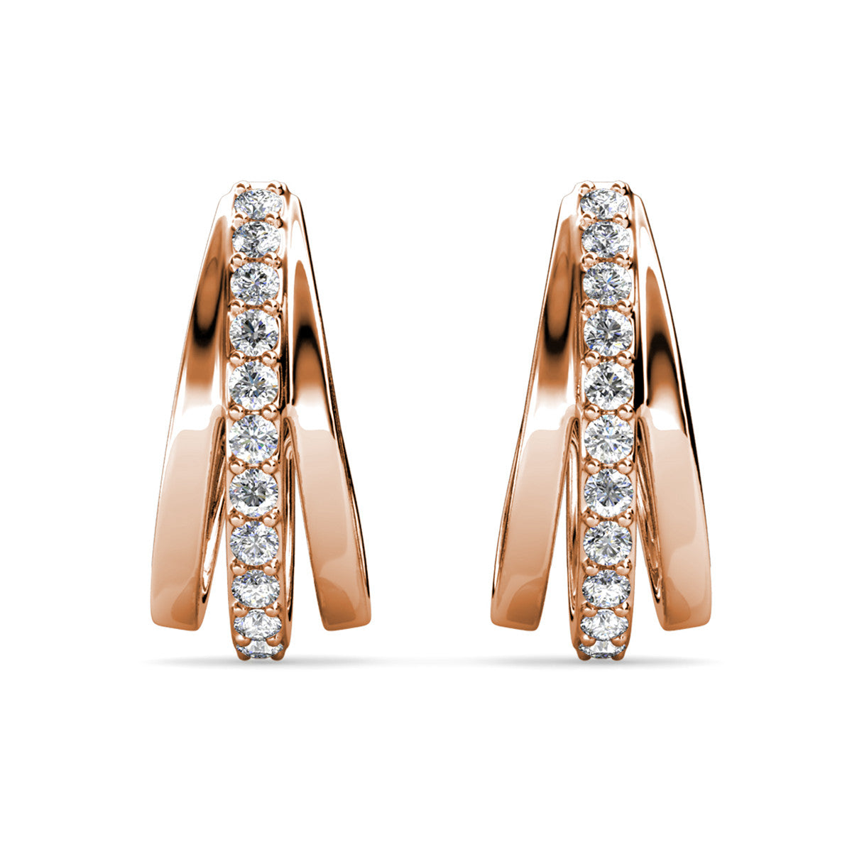 Bella 18k White Gold Plated 17mm Hoop Earrings with Swarovski Crystals