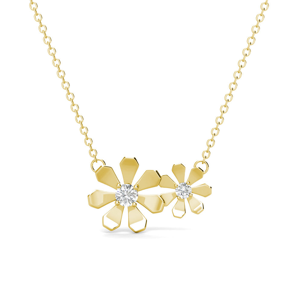 Daisy 18k White Gold Plated Flower Necklace with Swarovski Crystals
