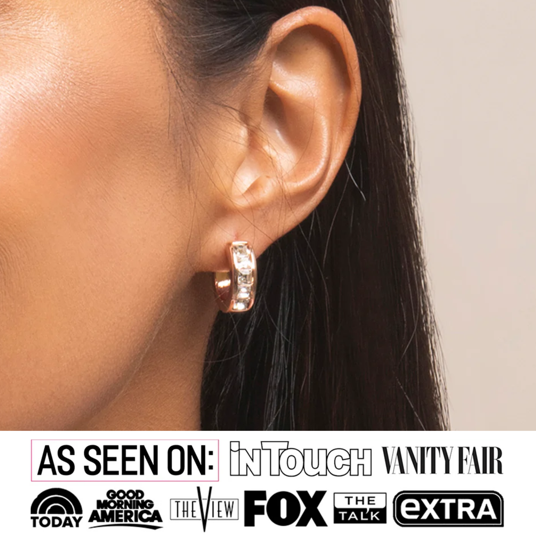 Giselle 15mm Hoop Earrings with Swarovski Crystals in 18K White Gold Plating