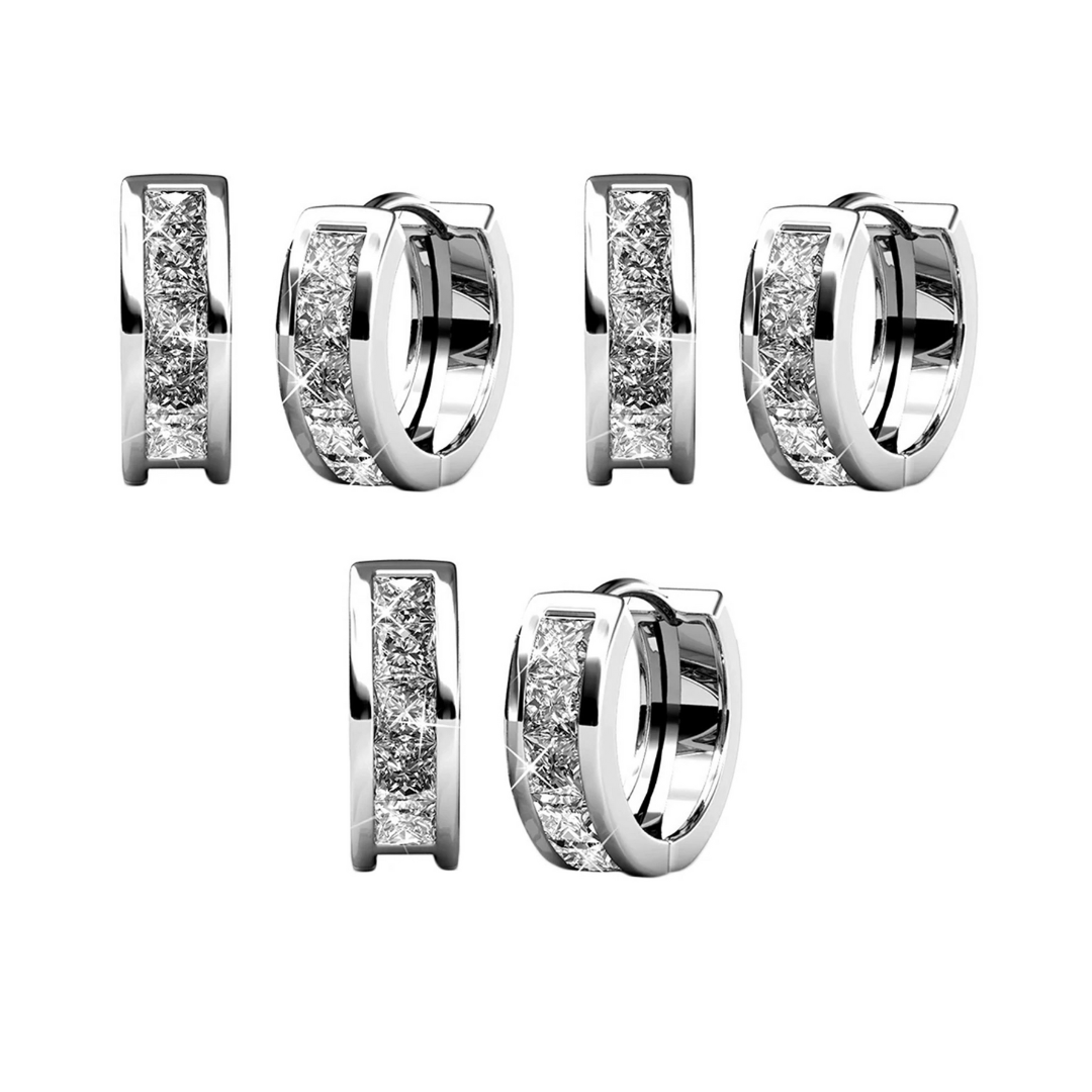 Giselle 18k White Gold Plated 15mm Hoop Crystal Earrings with Swarovski Crystals
