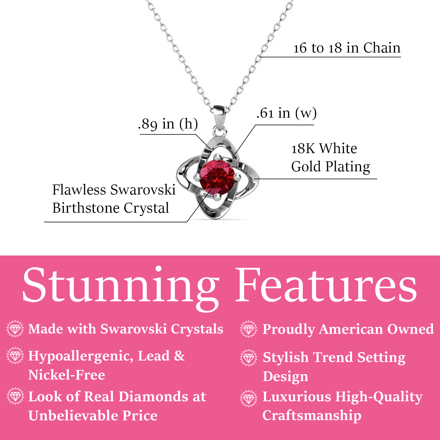 Infinity July Ruby Necklace with Swarovski Crystal