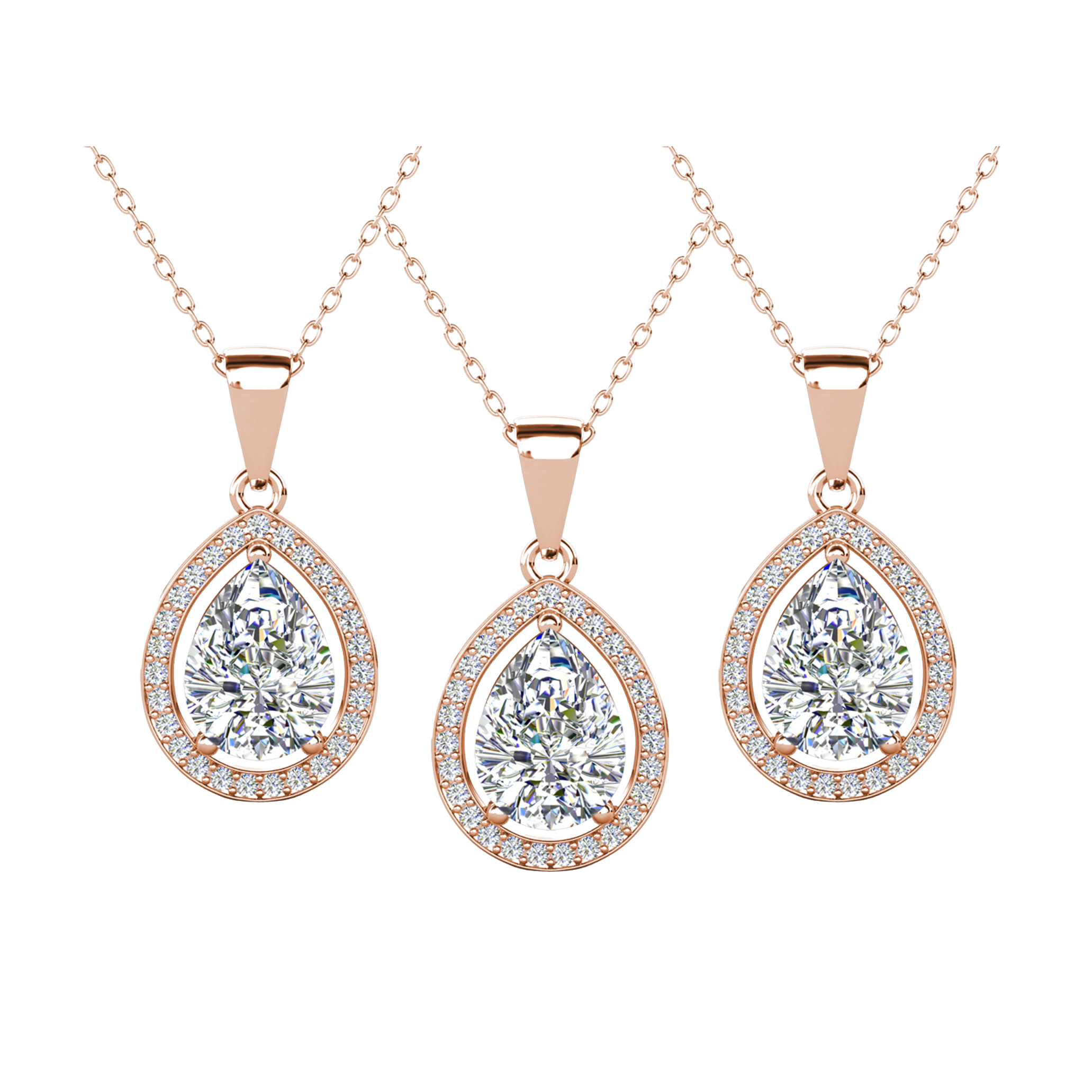 Isabel 18k White Gold Plated Halo Teardrop Necklace with Simulated Diamond Crystal
