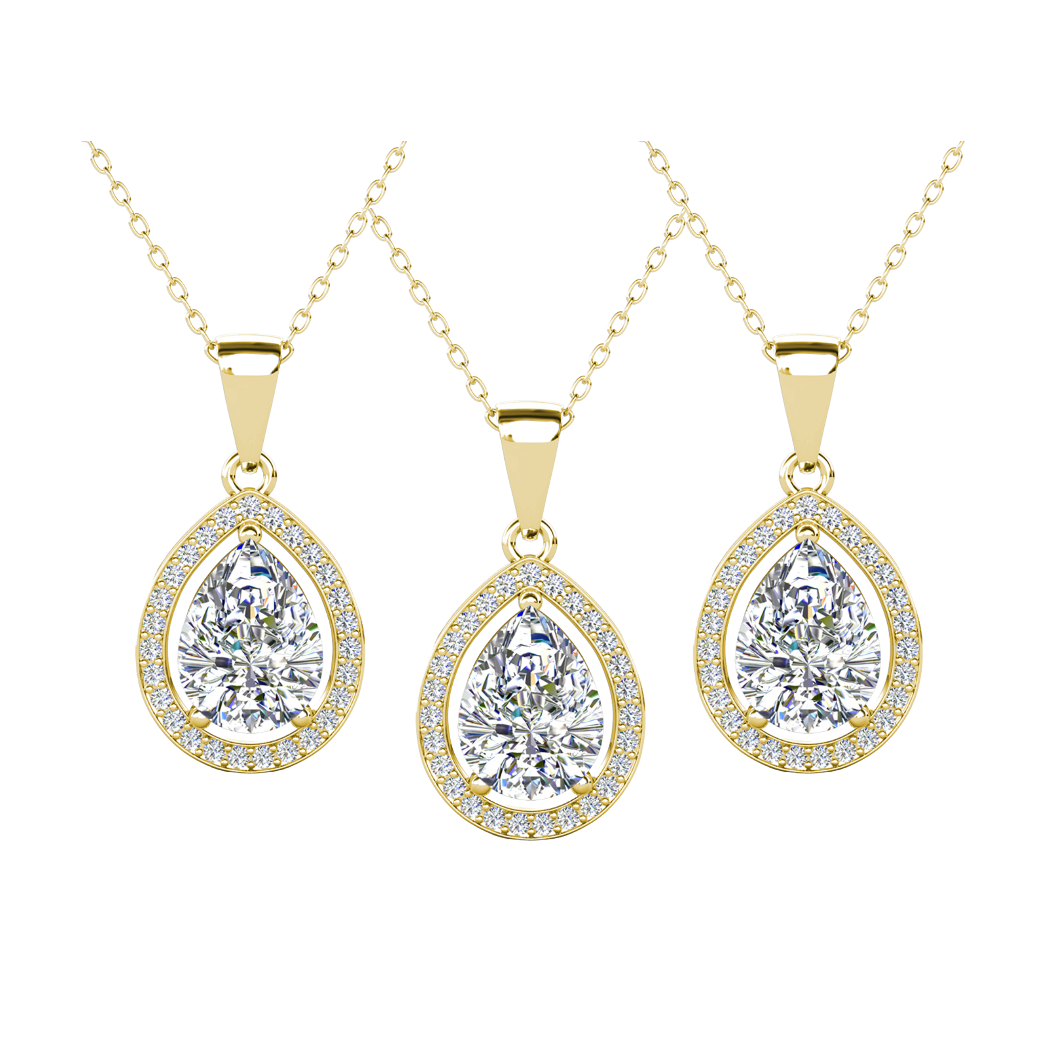 Isabel 18k White Gold Plated Halo Teardrop Necklace with Simulated Diamond Crystal
