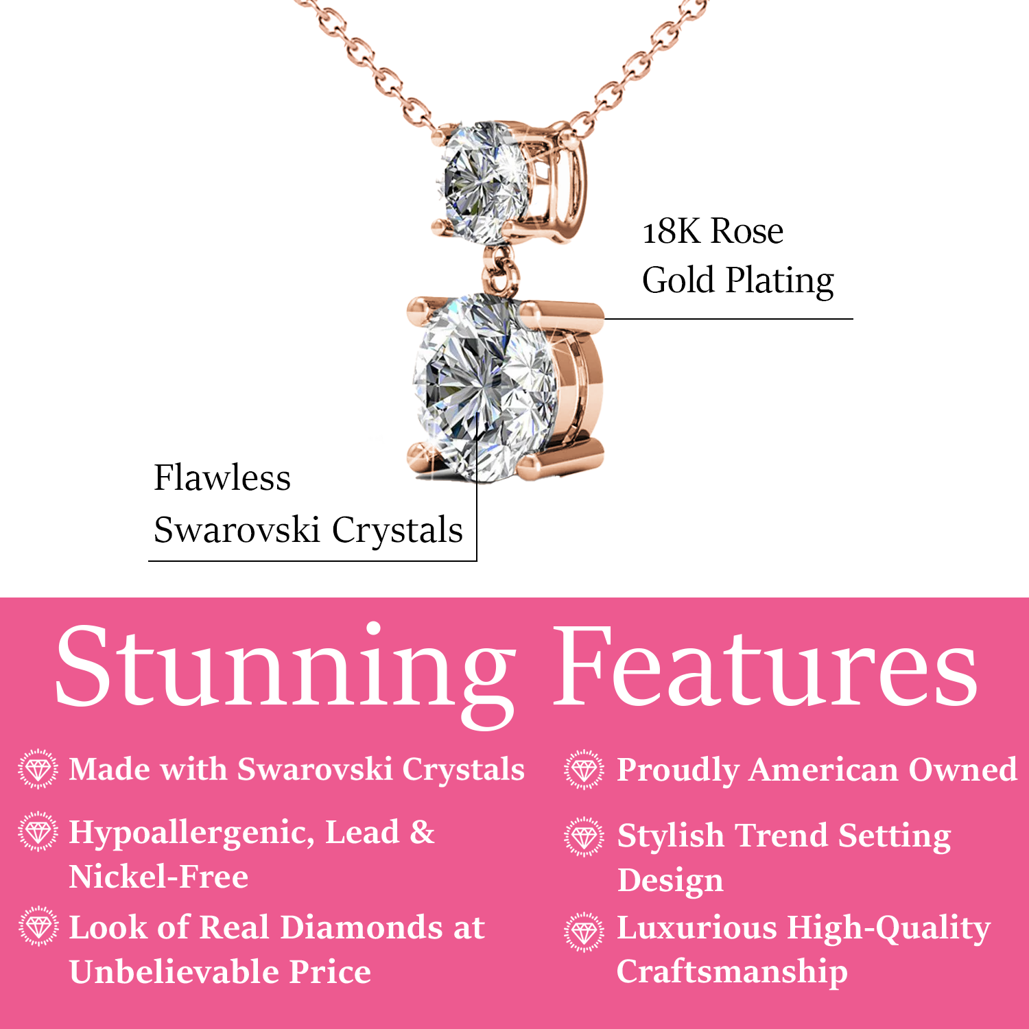 Jasmine 18k White Gold Plated Drop Necklace with Swarovski Crystals