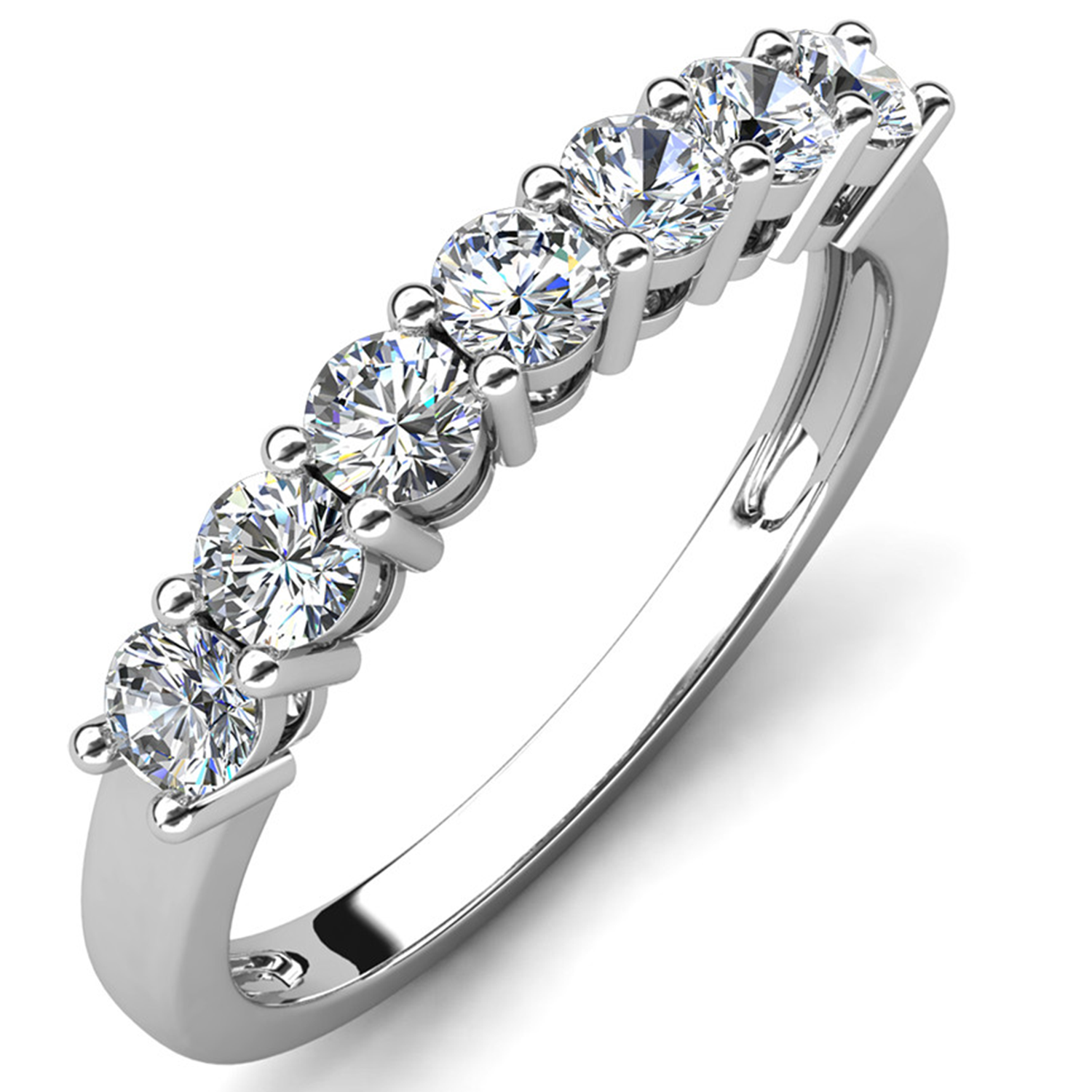 Moissanite by Cate & Chloe Josephine 0.77tcw Round Cut 925 Sterling Silver 18k White Gold Plated Wedding Band