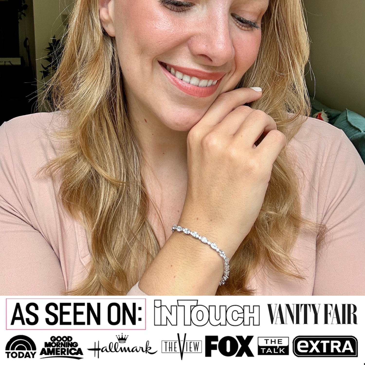 Katelynn 18k White Gold Plated Tennis Bracelet with Simulated Diamond Crystals