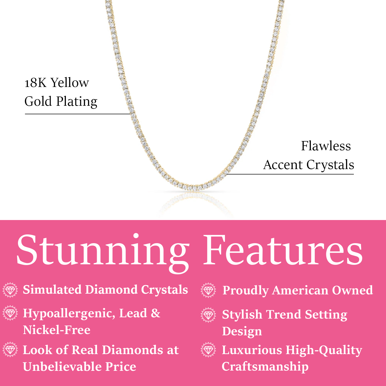 Kaylee 18k White Gold Plated Necklace with Simulated Diamond Crystals