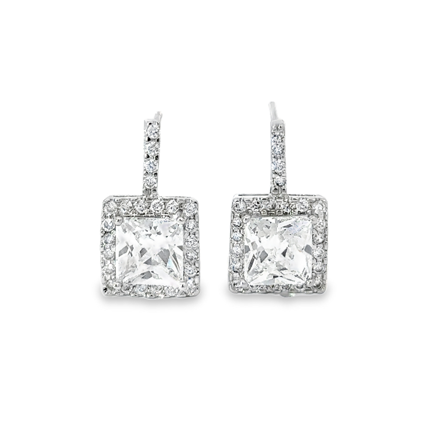Kelsey 18k White Gold Plated Silver Crystal Drop Earrings with Simulated Diamond Crystals — Final Sale