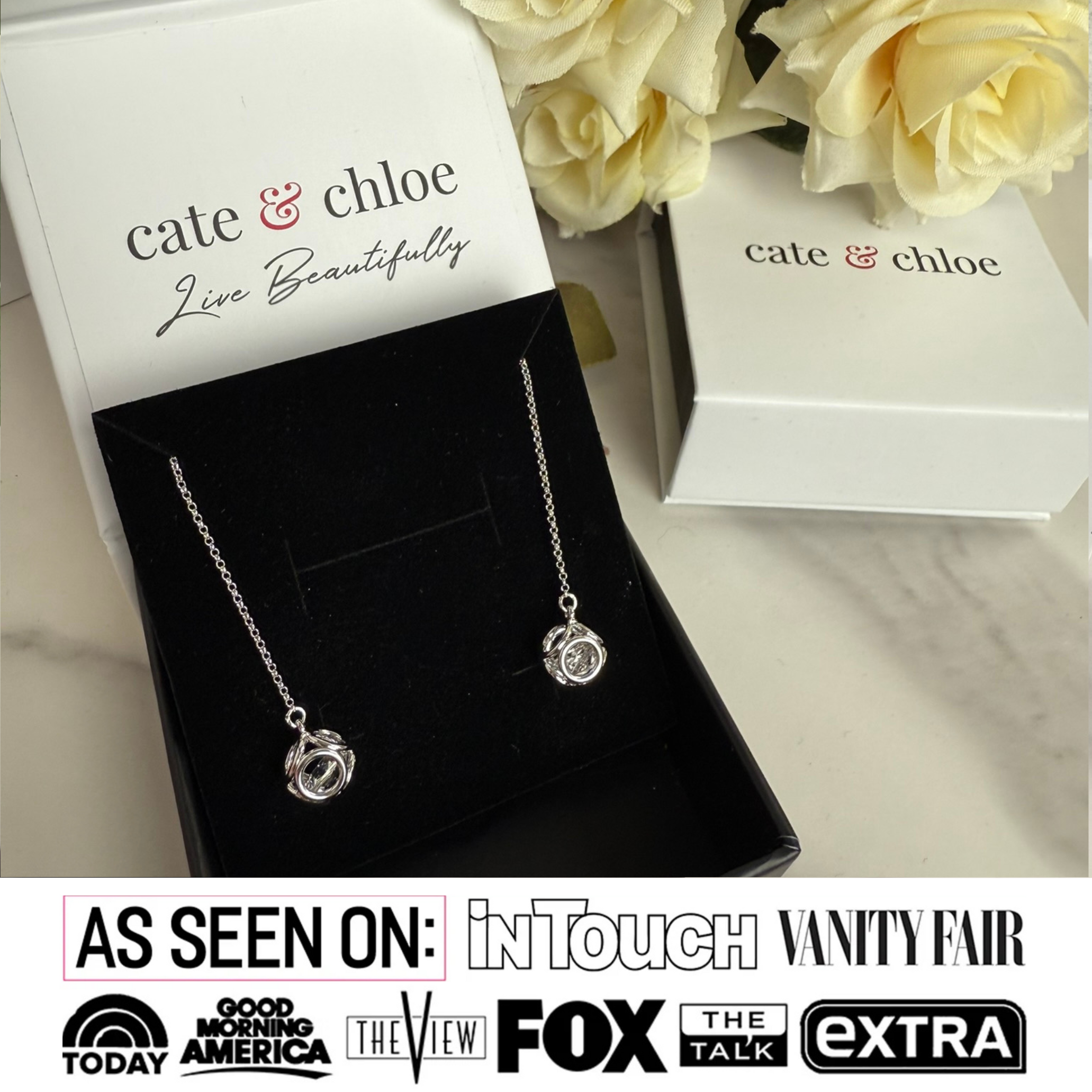 Lena 18k White Gold Dangle Earrings with Swarovski Crystals