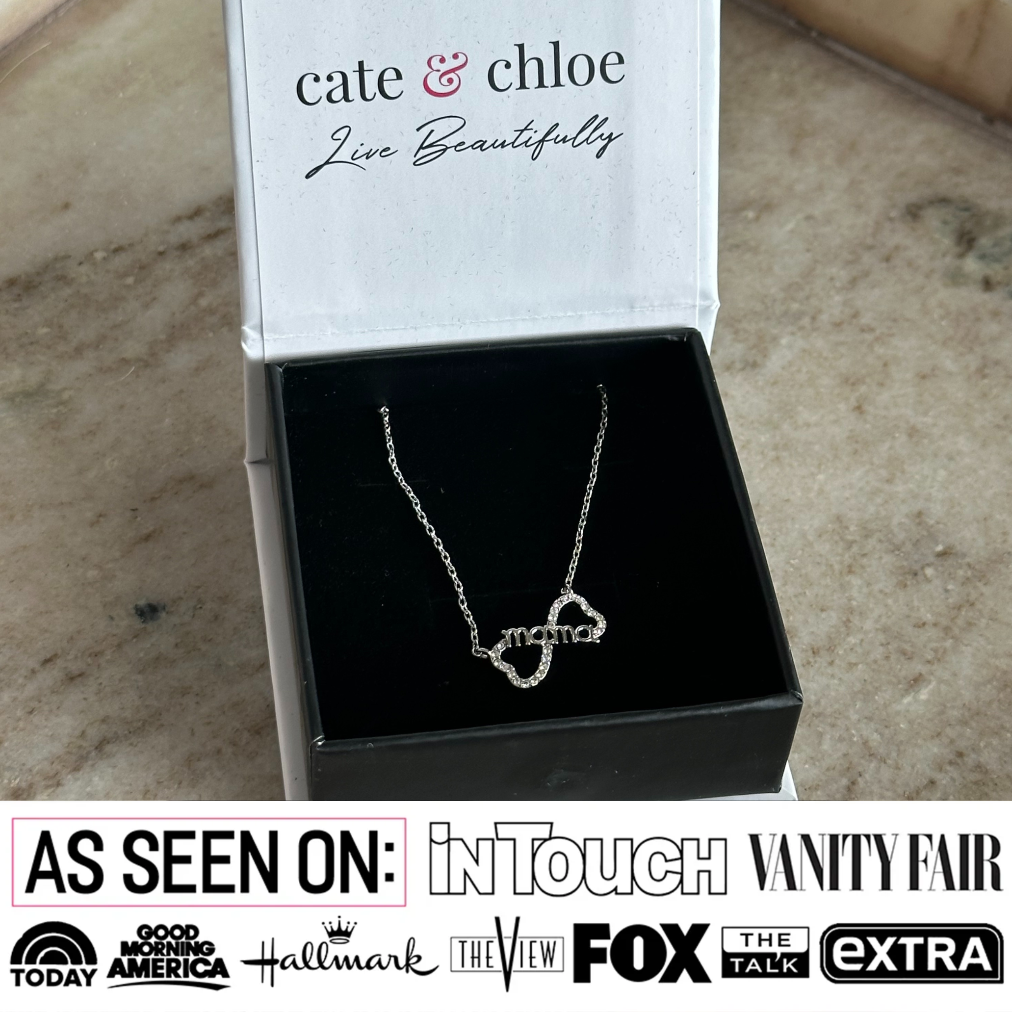 Lisa 18k White Gold Plated Infinity Mom Heart Necklace with Swarovski Crystals