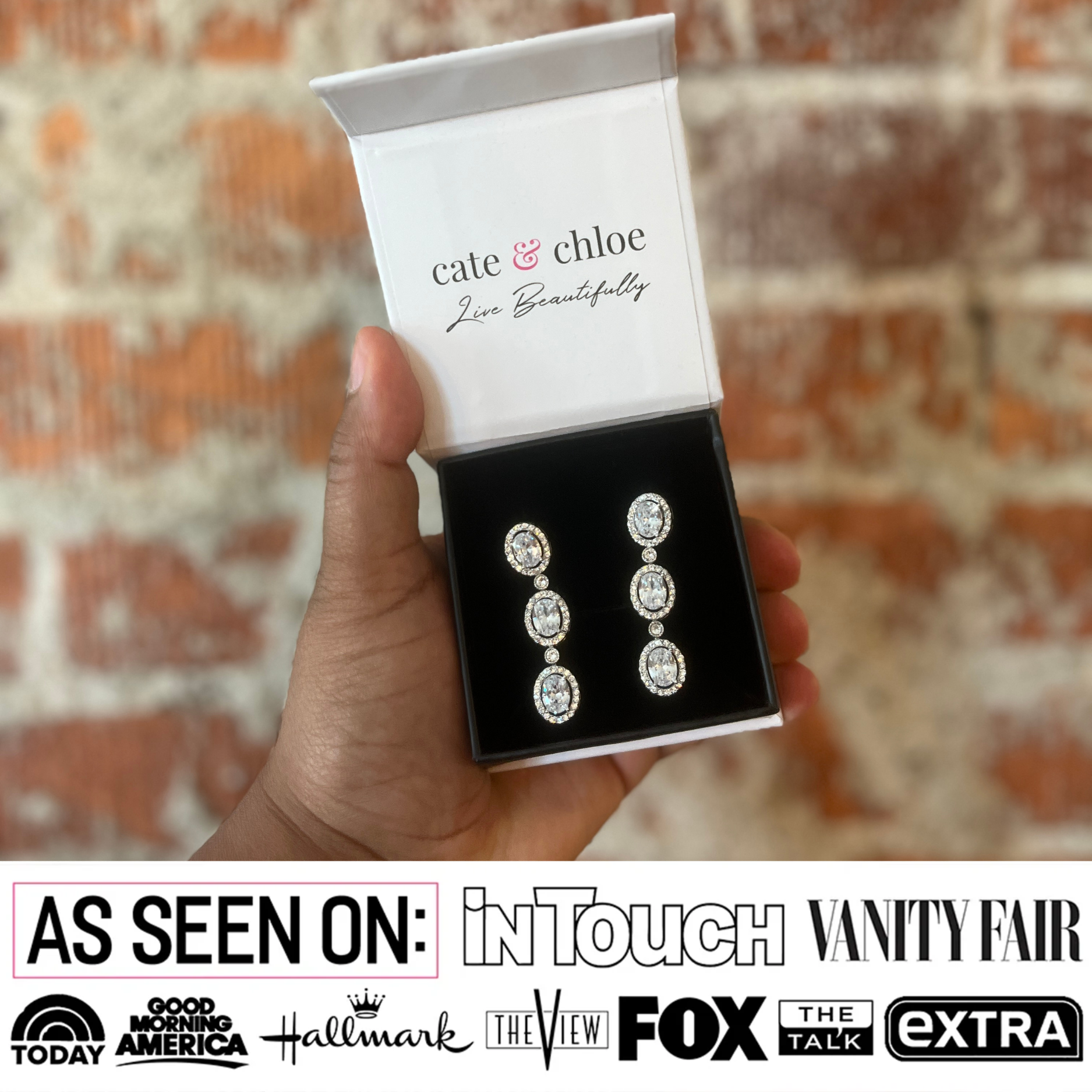 Lorraine 18k White Gold Plated Dangle Earrings with Swarovski Crystals