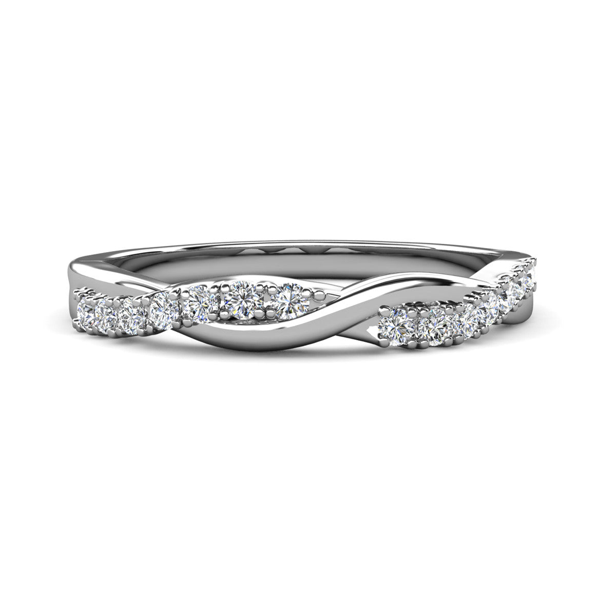 Moissanite by Cate & Chloe Avery 0.21tcw Round Cut 925 Sterling Silver 18k White Gold Plated Wedding Band