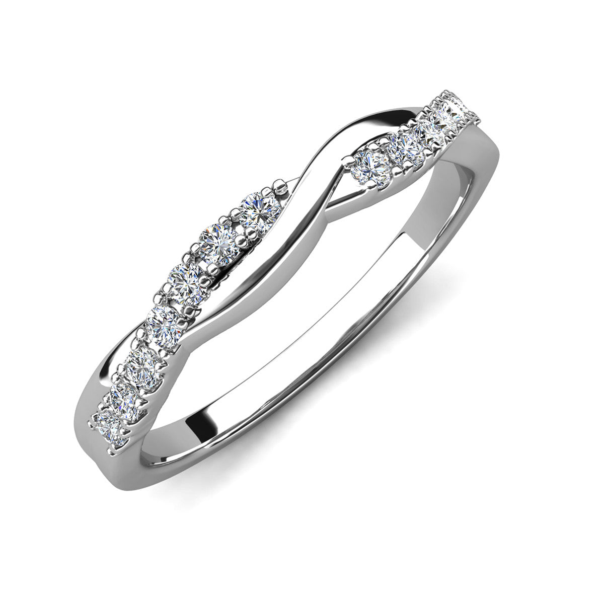 Moissanite by Cate & Chloe Avery 0.21tcw Round Cut 925 Sterling Silver 18k White Gold Plated Wedding Band